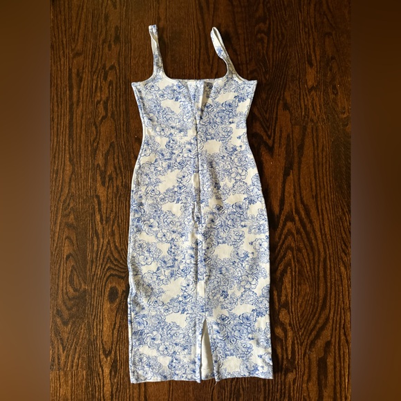American Apparel Blue and White Floral Fabric Dress BodyCon - Picture 2 of 4